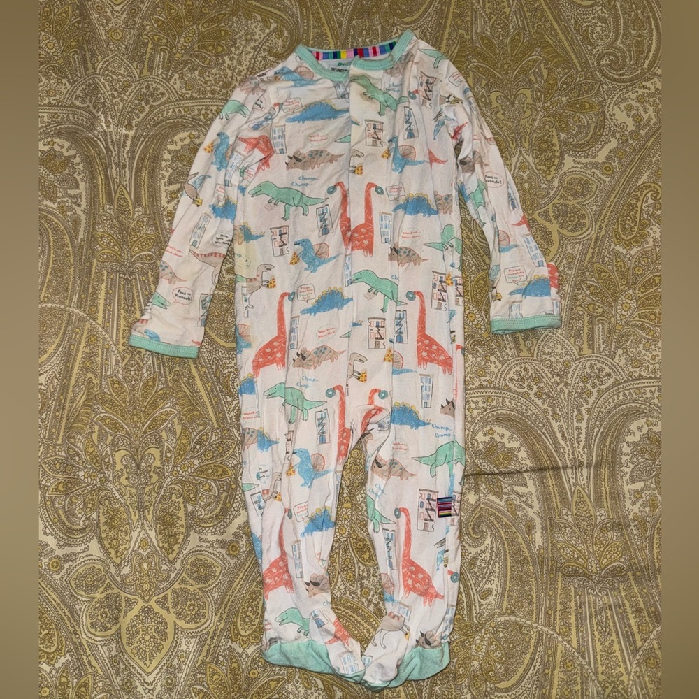 Magnetic Me - Multicolor Dinosaur Kids Footie Jammies 3-6m